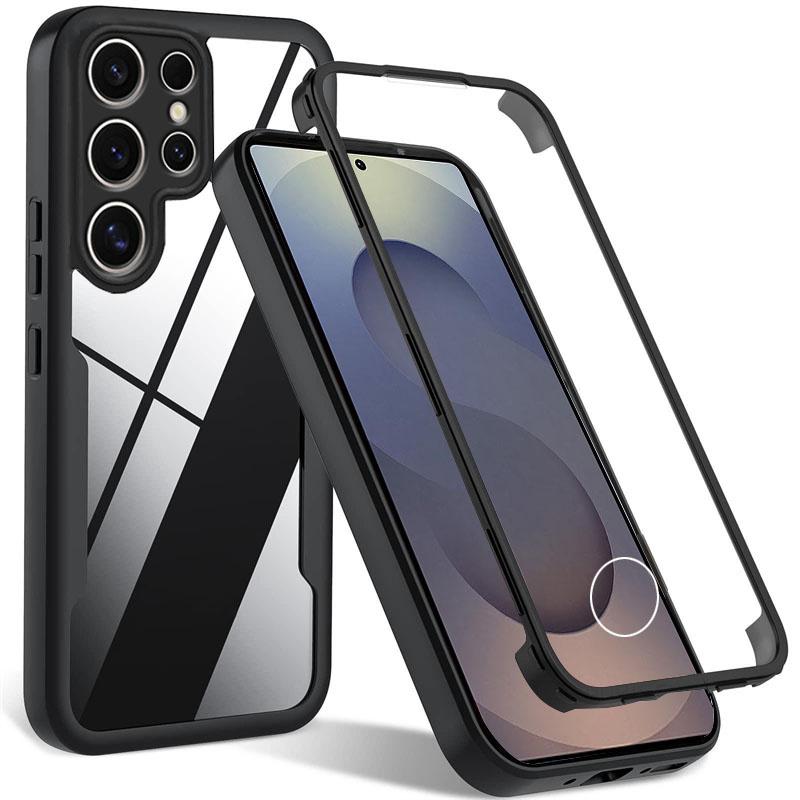 Bildschirmschutzhülle Für Samsung Galaxy S25 EDGE S24 S23 S22 S21 Ultra Plus Ganzkörperhüllen Für Samsung S24 S23 S21 FE Abdeckung Galaxy S25 schwarz