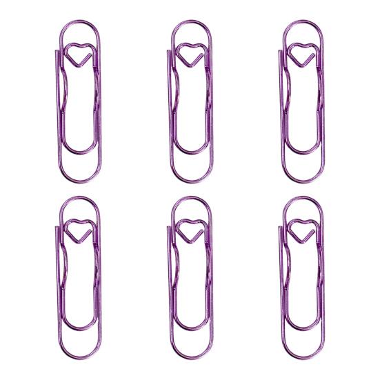 6 Stück Metall Herz Stiftklemmen Notizbuch Stifthalter Farbige Büroklammer Niedliche Formklemmen Schulsachen Organizer violett