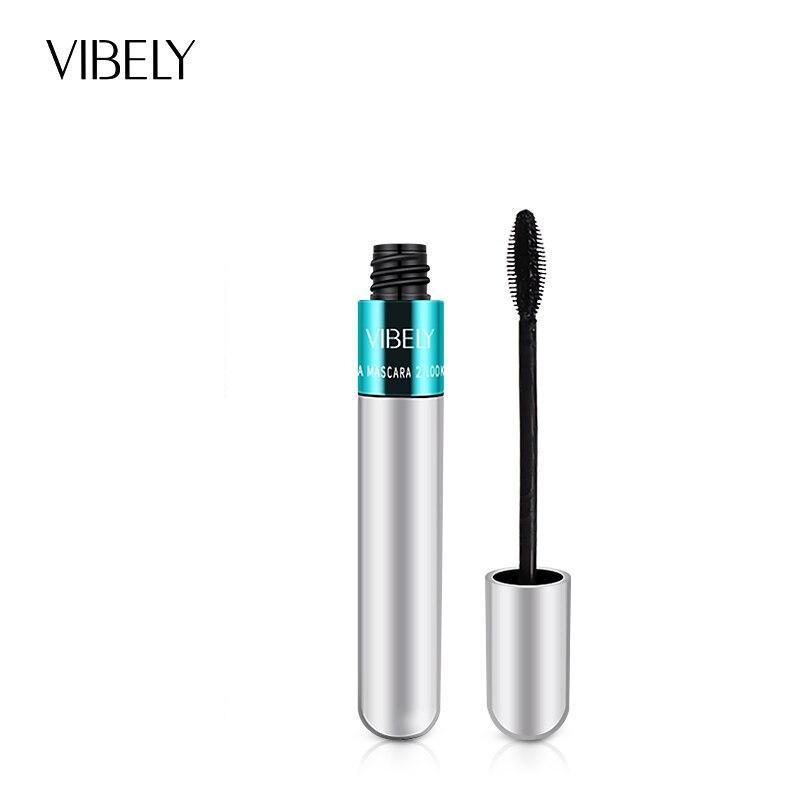 Rimel VIBELY 4D Seidenfaser-Wimperntusche, wasserfest, langlebig, extra Volumen, verlängernde Wimpern, schwarze Wimperntusche, Make-up schwarz