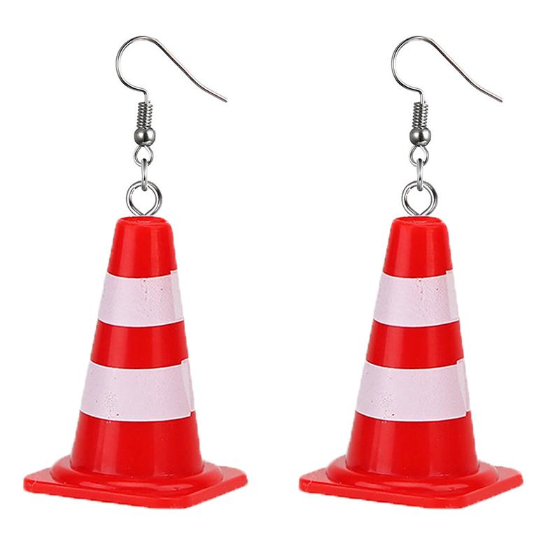1 Paar Einzigartige Neuheit Kreative Verkehrskegel Ohrringe Für Frauen Mädchen Personalisierte Ohrringe Schmuckzubehör Geschenke rot
