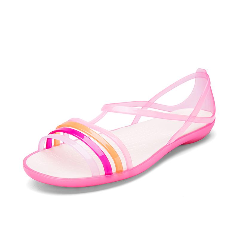 Mode Akexiya 2024 Neue Schuhe Frauen Sandalen Sommer Neue EVA Casual Gemischt Candy Farben Weiche Slip auf Strand Gelee Schuhe Frau flache Sandalen 40 rosa