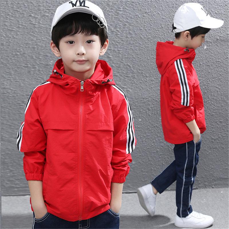Herbst Kinderkleidung Doppelseitige Wear Jacke Fleece Mantel Junge Wasserdicht Winddicht Kinder Oberbekleidung Sport Jacke für Jungen 130cm rot
