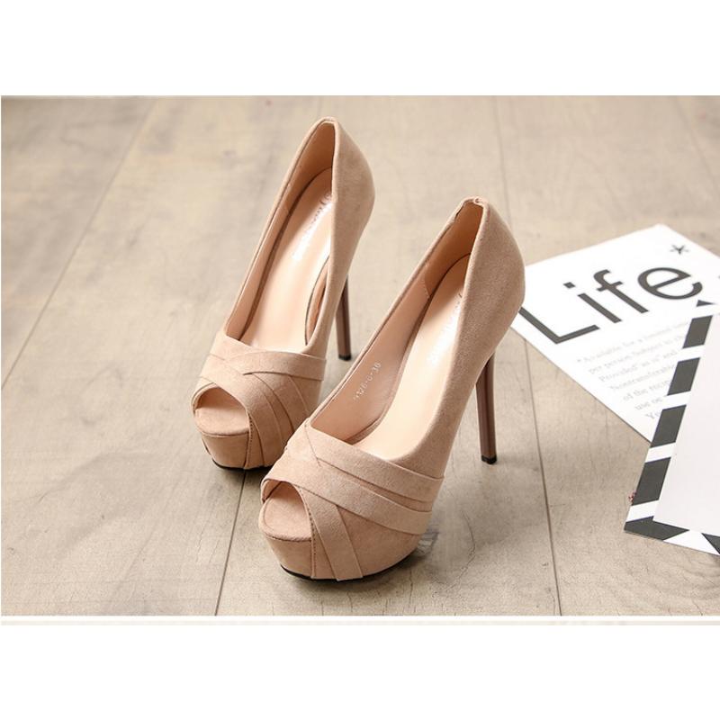 Neuer Modetrend Sexy Lady Business Fischmaul Super High-Heels Wasserdichte Plattform High-Heels Schuhe 37