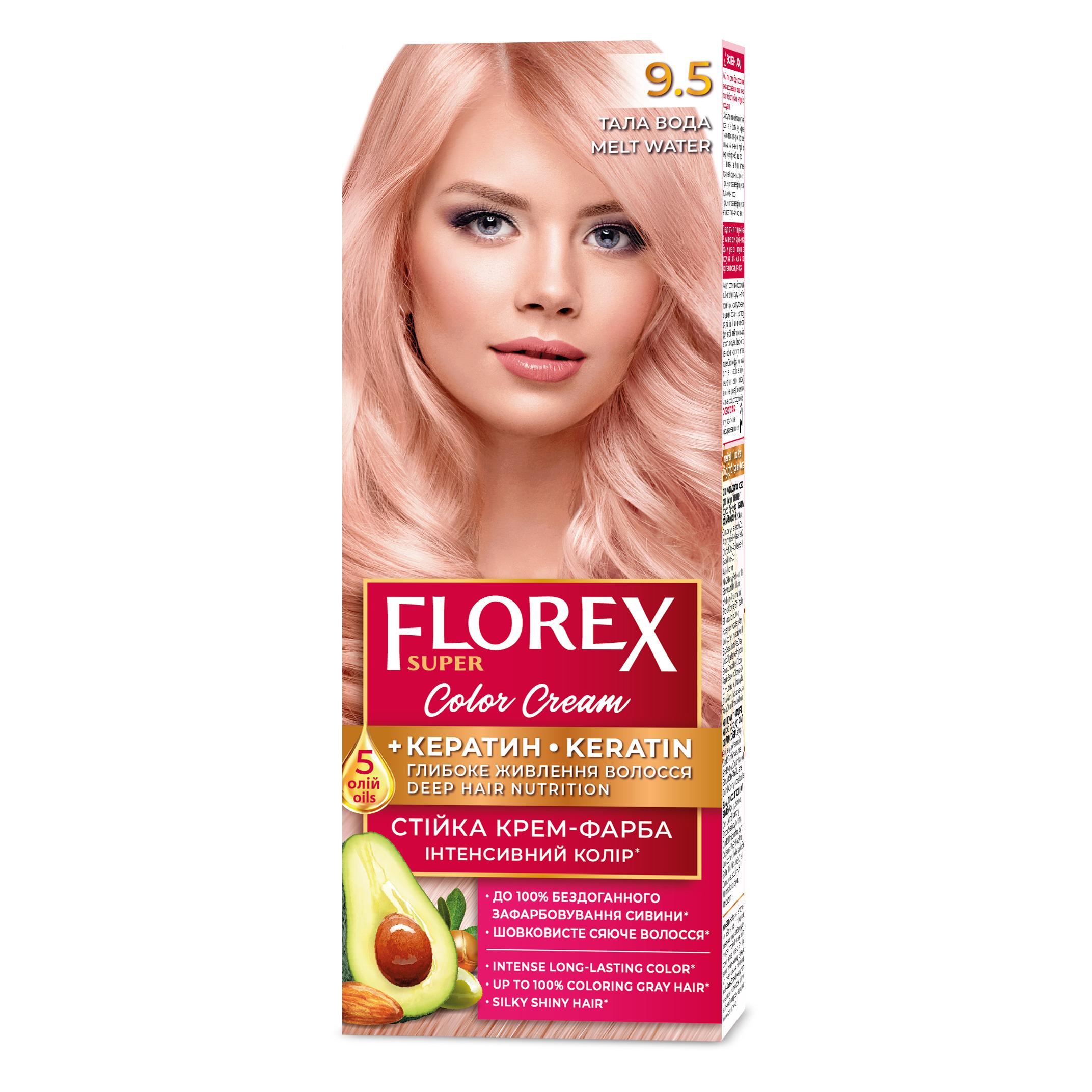 Florex Super permanente Haarfarbcreme - Gibt Ihrem Haar tiefe Nährstoffe, Macht Ihr Haar weich und seidig-glänzend. Thawed Water 9.5