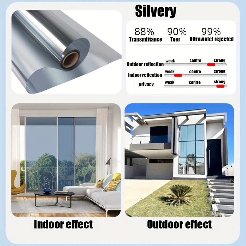 1 Rolle Strapazierfähiges Kunststoffmaterial Sichtschutz Sonnenschutz Fensterfolie Einweg-Sicht Anti-Hitze Isolationsaufkleber für Büro Statische Haftung Installation 50cm*3m silber