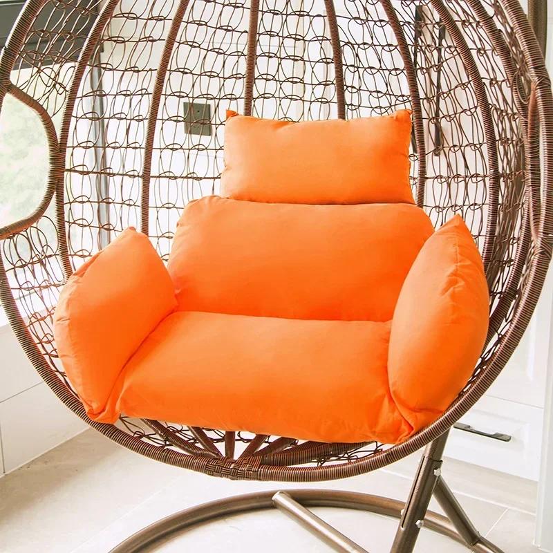 Hängesessel Hohe Qualität Rattan Eiersessel Gartenmöbel Hof Weiden Schaukelstuhl Kissen für Zuhause Terrasse Garten Liegestuhl 54X35cm orange