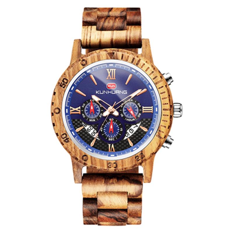 SCIONE Luxus Holz Uhr Männer Analog Quarz Datum Wasserdicht Handgemachte Holz Uhren Männliche Armbanduhren