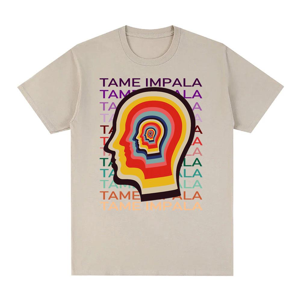 Tame Impala Trend T-Shirt Neu Hochwertiges Album T-Shirt Ärmel 100% Baumwolle Gothic T-Shirt Rundhals Sommer T-Shirt Tops L sand