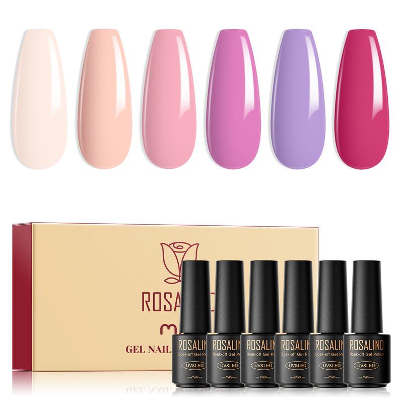 ROSALIND Nagel-Gel-Set, helle Farbe, UV-Gel-Nagellack, Basis- und Decklack, semi-permanenter Nagellack, Gel-Nagellack, Hybrid-Nagelkunst-Design