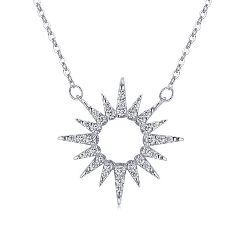 Pn10 Silber Mond & Stern Halsketten Für Frauen Mädchen Bankett Hochzeit Kragen Silberschmuck 45cm white