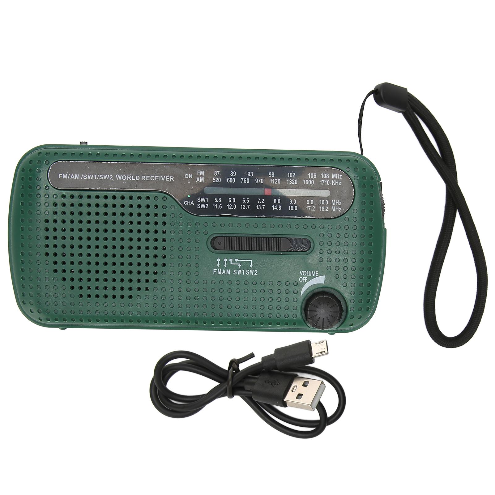 Handkurbel Solar Radio AM FM SW1 SW2 Camping LED Taschenlampe Multiband Camping Notfall Radio für grün