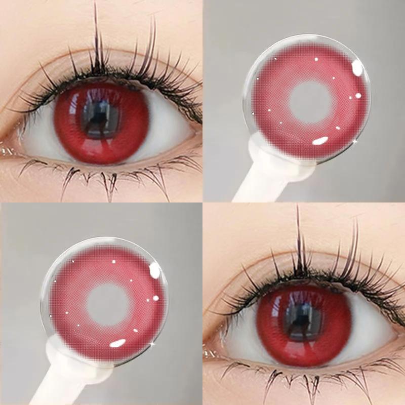 Mill Creek Halloween-Kontaktlinsen in Rot mit Qualität, 2 Stück, 14,5 mm, Halloween-Vampir-Anime-Naturkosmetik-Kontaktlinsen für Augen, Cosplay-Kontaktlinsen 0 scheune, die rote