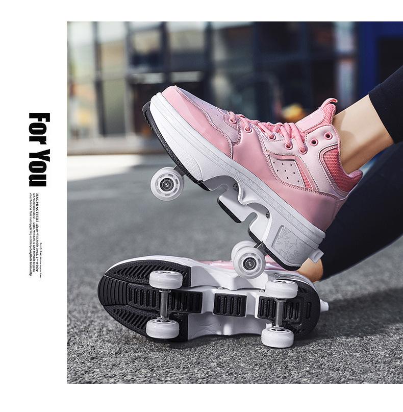 Runaway Shoes Mädchen Fried Street Skates Neu Vierrad Kann Gesammelt Werden Günstig Hochwertige Dual-Purpose Rollschuhe Erwachsene 39