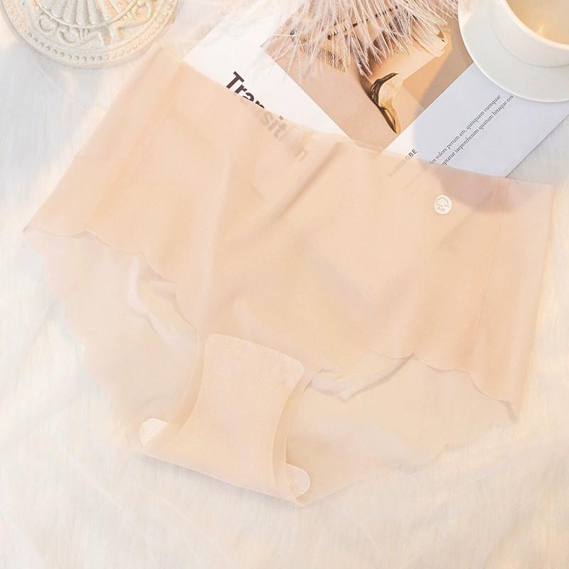 Nahtlose Unterwäsche aus Eisseide für Damen, Hipster, No Show, unsichtbare Höschen, Eisseide, Stretch-Unterwäsche, Bikini-Unterwäsche, Panty Briefs XL beige