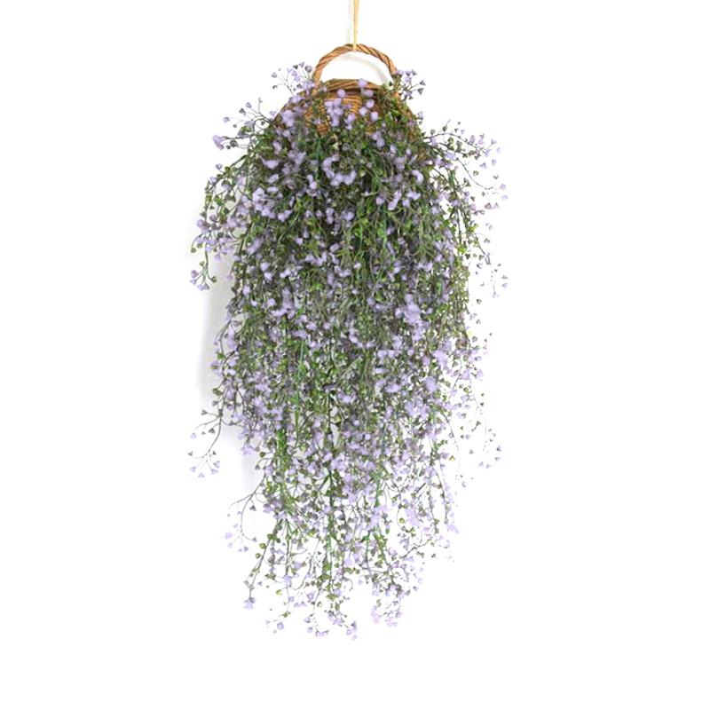 Gefälschte künstliche Ranken, Blumen-Wandbehang, Kunst-Rattan-Pflanze, Blumen-Heimdekoration licht lila