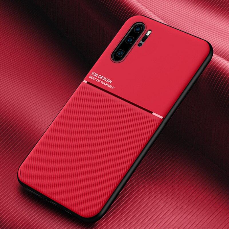 Magnetische Lederhülle für Huawei P30 Pro Lite P20 P40 Honor 20 10 8X 10X Lite P30Pro P30Lite P20Lite. Eingebaute Metallplattenabdeckungen For Huawei P30 Lite rot