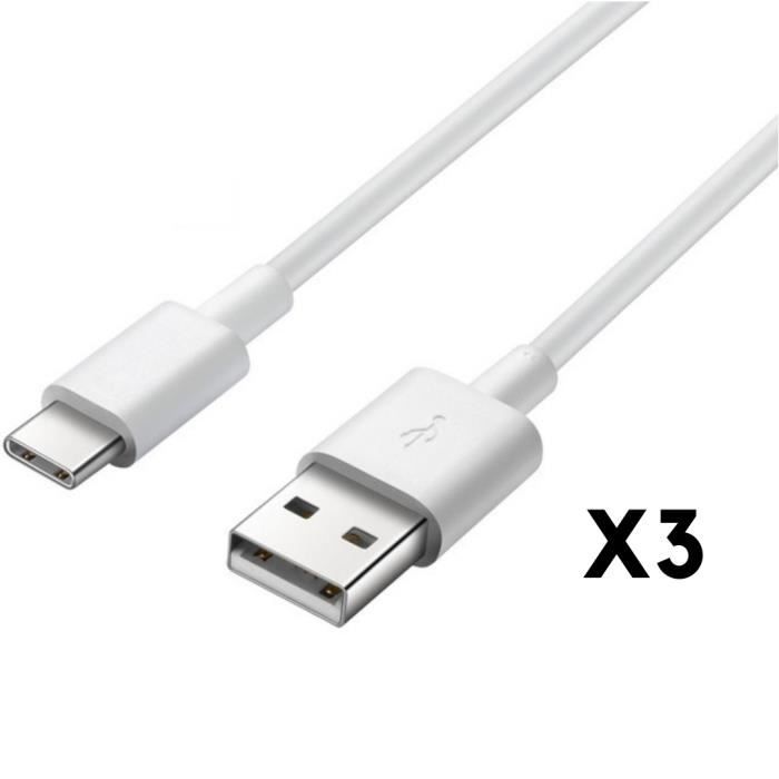 USB-C-Kabel für Oppo Find X3 - Find X3 Lite - Find X3 Neo - Find X3 Pro - USB-C-Kabel Weiß 1 Meter [PACK 3] Phonillico® weiß
