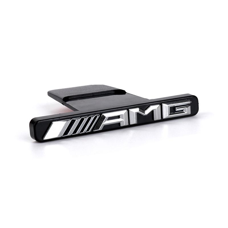1 Stück 3D ABS AMG Emblem Auto Frontgrill Plakette Aufkleber Autozubehör für Mercedes Benz W211 W203 W204 W210 W124 AMG W202 W212 silber