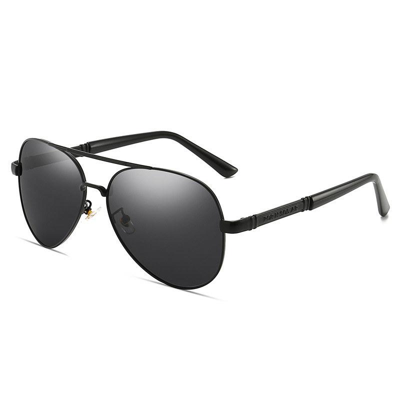 Polarisierte Sonnenbrille für Herren mit Metallrahmen, modisches Design, Pilotenbrille für Männer, UV400, blendfreie Autofahrer-Sonnenbrille schwarz