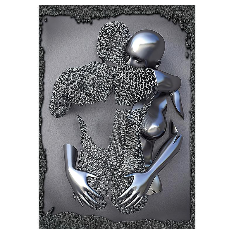 3D-visuelle Gold-Silber-Wandkunst, Bilder aus Metall, modern, skandinavisch, personalisierte Leinwand, Innengemälde, Drucke, Heimdekoration 20x30cm weiß