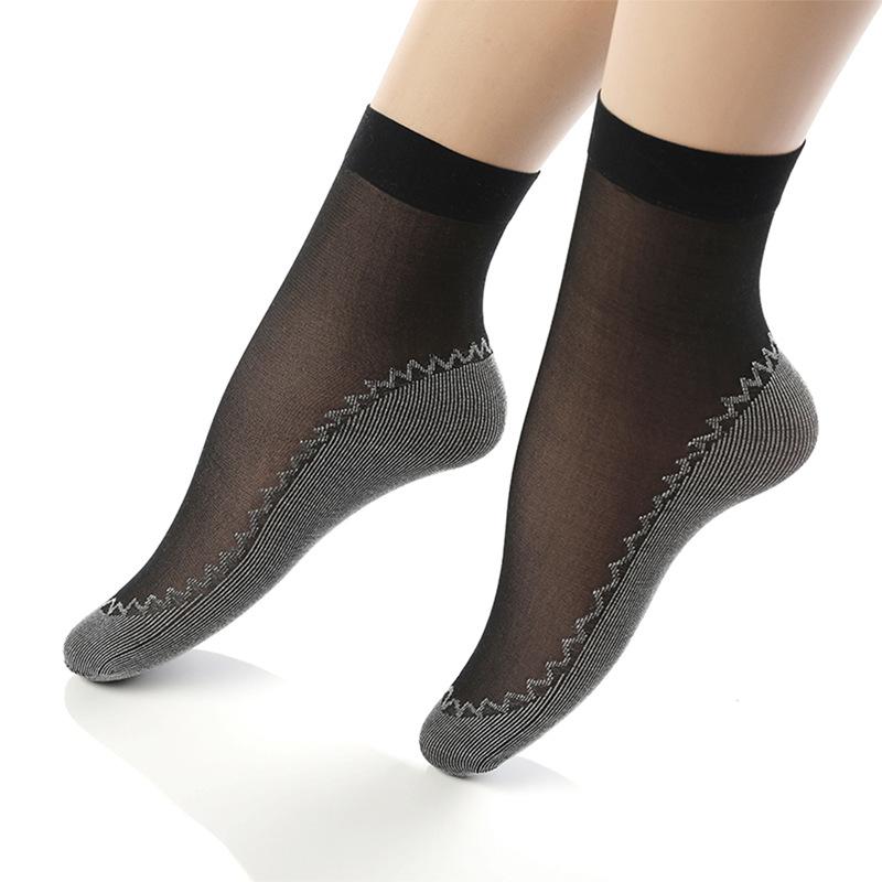 Damen Socken Baumwollsohle Strümpfe Frühling und Sommer Mid-Tube Kurze Socken Feuchtigkeitstransport Schweiß Nicht-rutsch Socken One Size(1 pair) schwarz