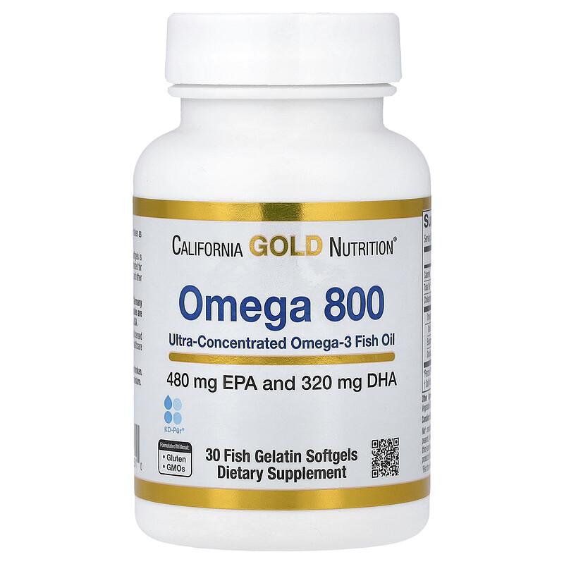 Omega 800 Ultra-konzentriertes Omega-3-Fischöl, kd-pur® Triglycerid-Form, 30 Fischgelatine-Weichkapseln (1.000 mg pro Weichkapsel)