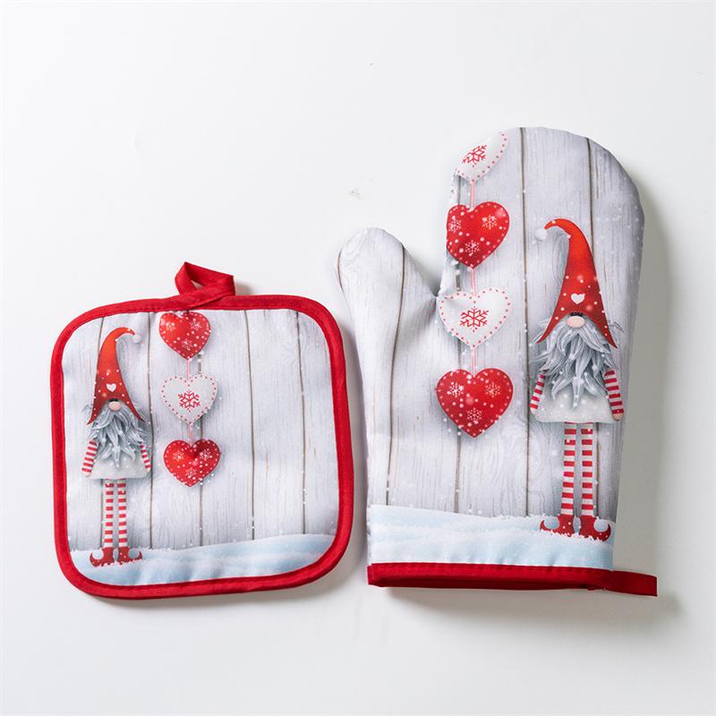 2 Stück Weihnachts-Handschuhe Topflappen Frohe Weihnachten Dekorationen für Zuhause Weihnachtsbaumschmuck Weihnachten Navidad Noel Neujahrsgeschenke gray