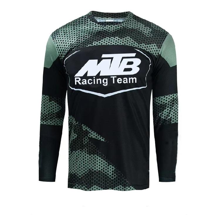 Motocross Camouflage Schnelltrocknendes Feuchtigkeitstransportierendes Trikot, DH Downhill Mountainbike Trikot, Herren Mountainbike Langarmtrikot L elektrische dunkelblaue