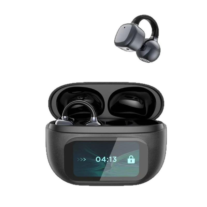 KI-Übersetzung Ohrhörer Drahtlos Bluetooth Ohrclip Kopfhörer LED Digitalanzeige Ohrhörer Kopfhörer Touch-Steuerung Headset schwarz