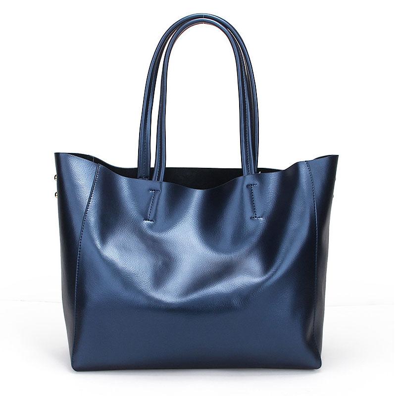 Damen-Handtaschen aus 100 % echtem Leder mit Beutel, Tragetaschen aus Rindsleder für Damen, große Umhängetaschen, elegante Shopper-Tasche blau