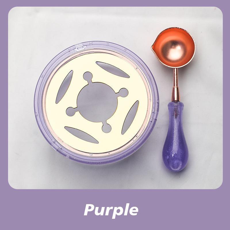 1 Set Wachssiegel-Stempel-Set, Lackofen, Feuerfarbe, Siegelzubehör, Wachslöffel, Siegellack, Schmelztiegel, DIY-Bastelbedarf violett