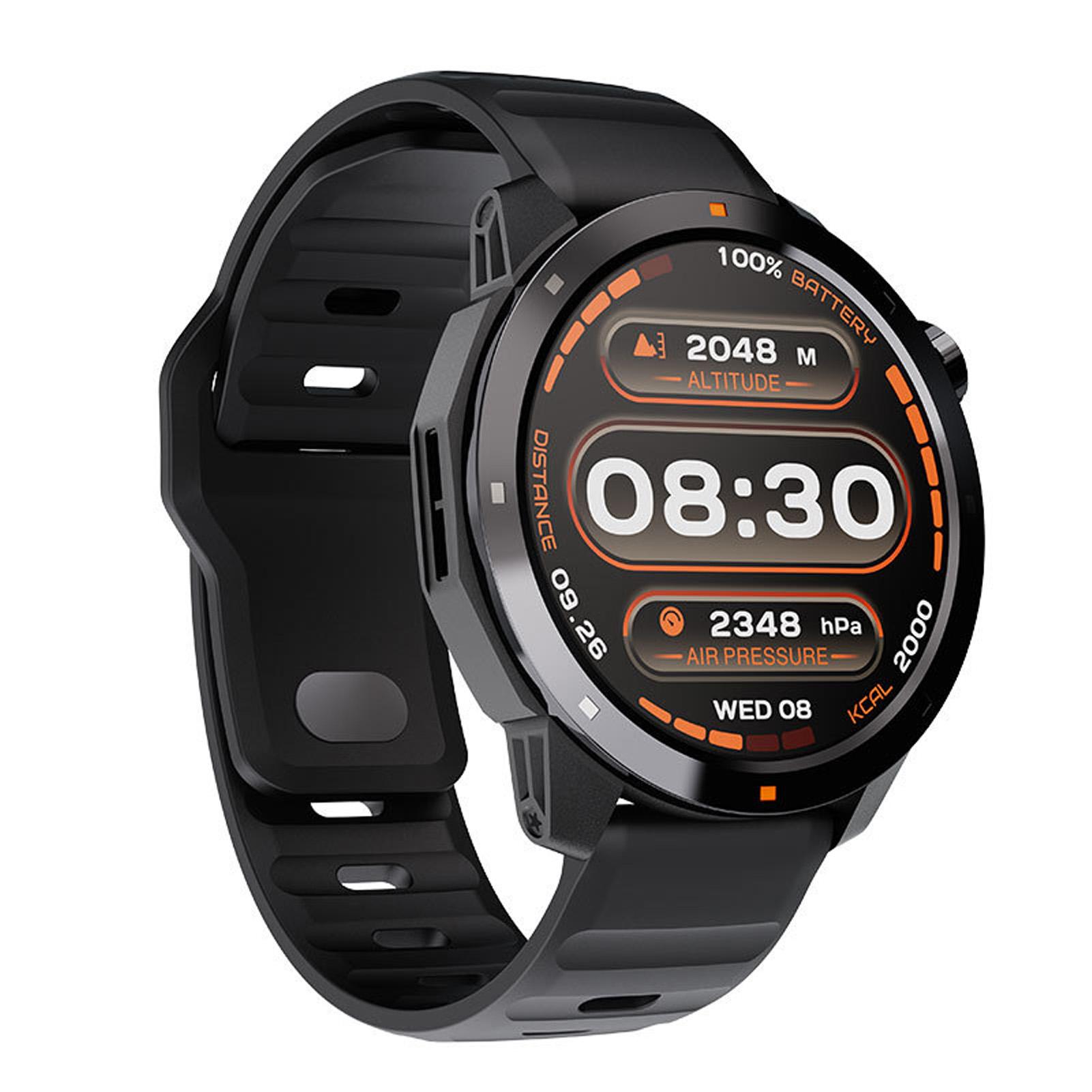 GPS-Sport-Smartwatch, kabellos, Sprechuhr, Kompass, Höhenmesser, Barometer, Smartwatch schwarz