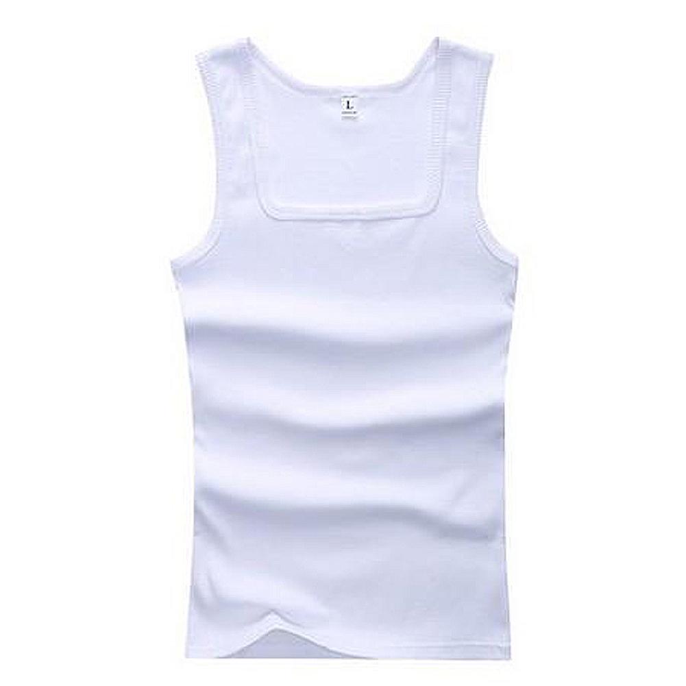 Männer Muskelwesten Baumwolle Unterwäsche Ärmelloses Tank Top Solide Muskelweste Unterhemden Quadratischer Kragen Gymclothing Bodybuilding Tank Tops XXL weiß