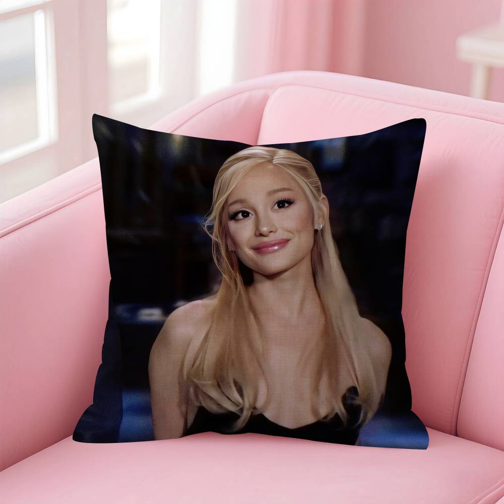 1 Stück A-Ariana Pop G-Grande Fan Kissenbezug, Polyester 2D beidseitiger Druck, Vintage Schwarz-Weiß Sänger Design, Ausgefallener Popstar Peach skin 18*18(CM)-1Pcs