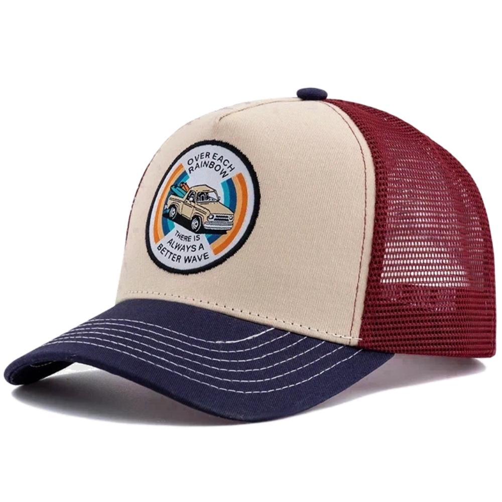 Unisex Gestickte Trucker-Kappe Netz-Baseballkappe Sommer Outdoor Sonnenschutz Trend-Hut Kappe Für Männer Frauen 56cm-60cm khaki/navy blau