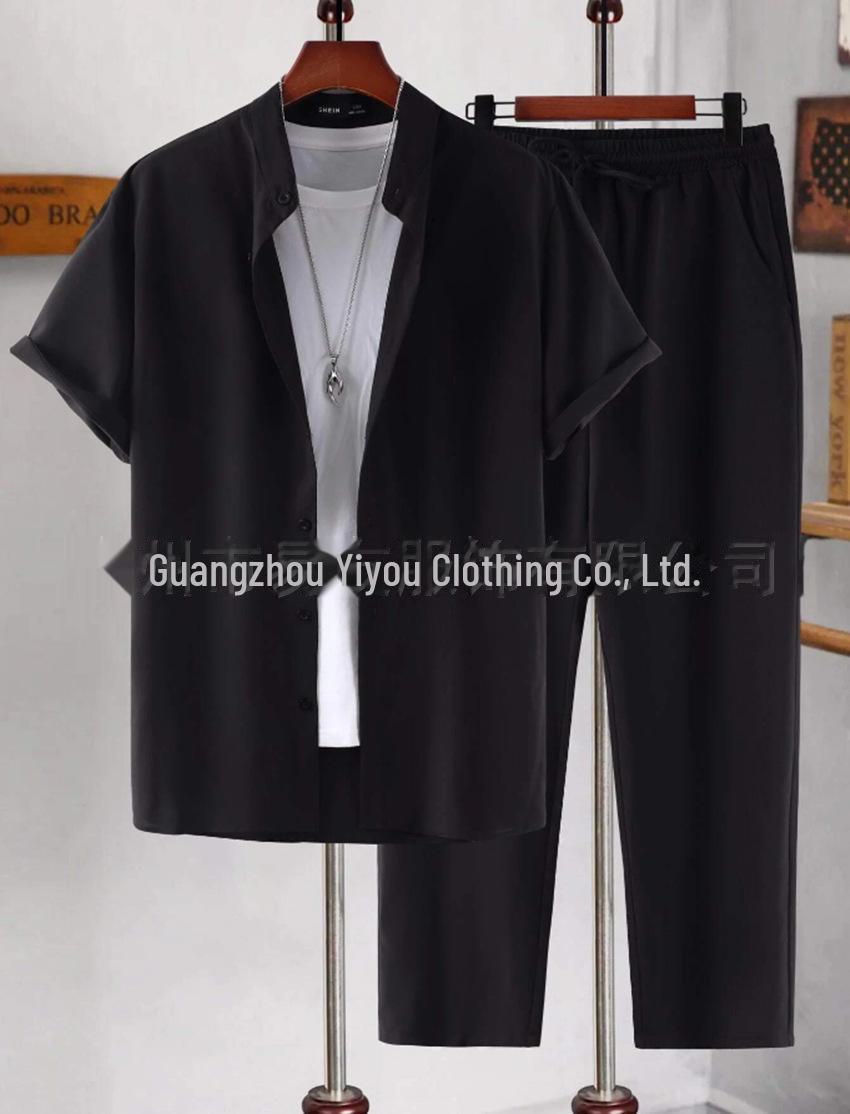 2023 Herrenmode Cross-Border Kurzarm Cardigan Anzug L schwarz