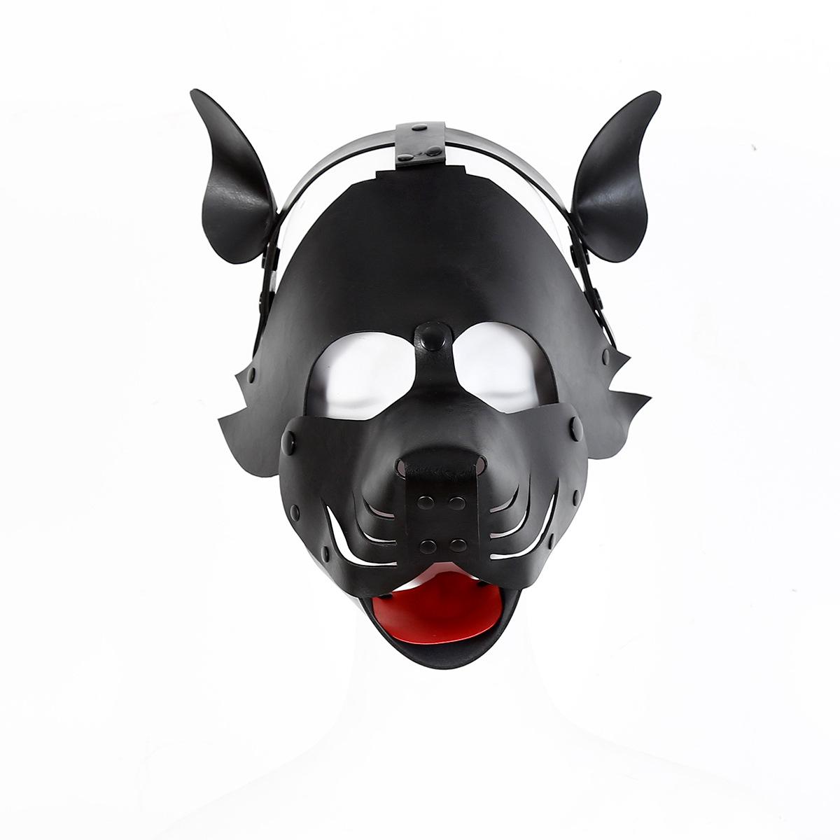Rollenspiel Welpenhaube Neopren Masken Maulkorb Erwachsener Cosplay Spiele Pu Mode Gesichts Kopfbedeckung Play Boy Kostüm Sexy Bar Party gray