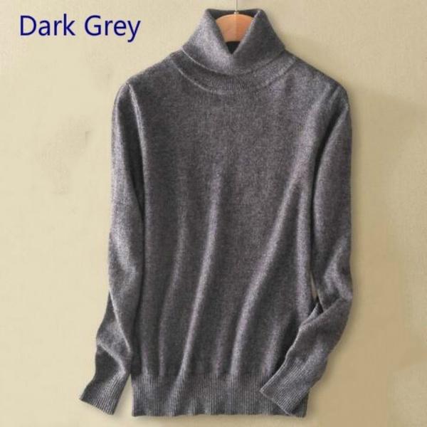 Pullover aus reinem Kaschmirwolle für Damen, gestrickt, Rollkragen, Kaschmirpullover, Pullover, Elastizität, Pull Femme, Stehkragen, Strickpullover 3XL dunkelgraue