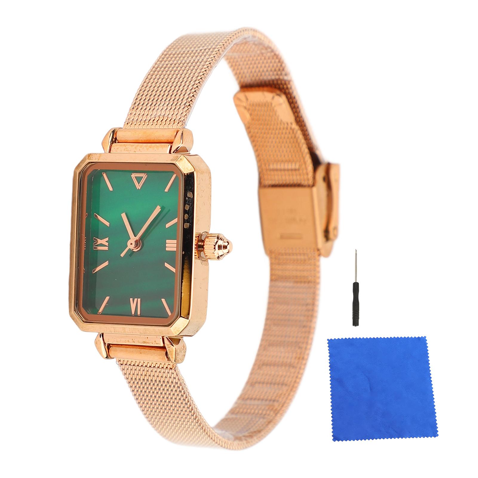 Grünes Zifferblatt Uhr Damen Quarz Uhr Mode Vintage Wasserdicht Rechteckige Uhr für Frauen Rose