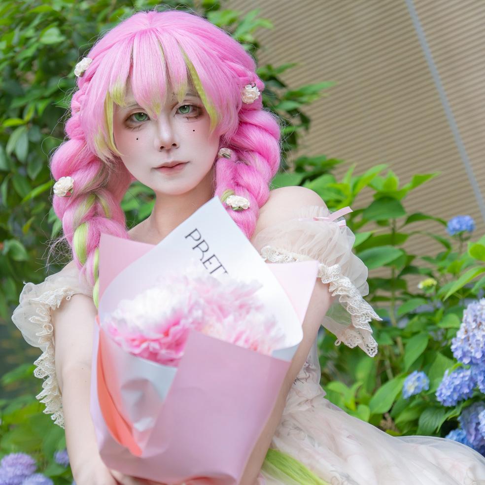 Karneval Anime Perücken, Live-Stream Gradient Zopf Partyperücken Adult size rosa