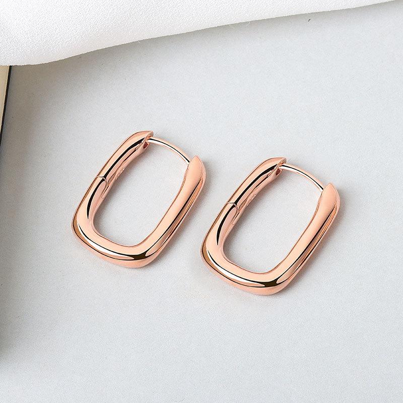 ANENJERY Damen-Modeschmuck, O-Ring-Ohrringe, geometrischer französischer Goldschmuck, Party-Accessoires, Geschenk rose gold