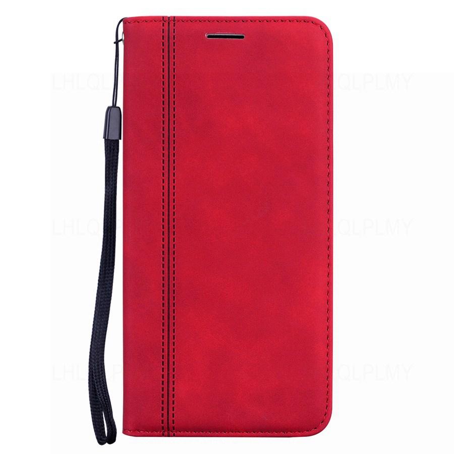 Luxus Leder Flip Brieftasche Fall Für Samsung Galaxy A33 A23 A15 A25 A16 A32 A52 A54 A34 A13 A53 5G S24 A55 A26 A36 A56 A14 A35 S25 Buch Offene Linke Abdeckung Samsung S6 edge rot