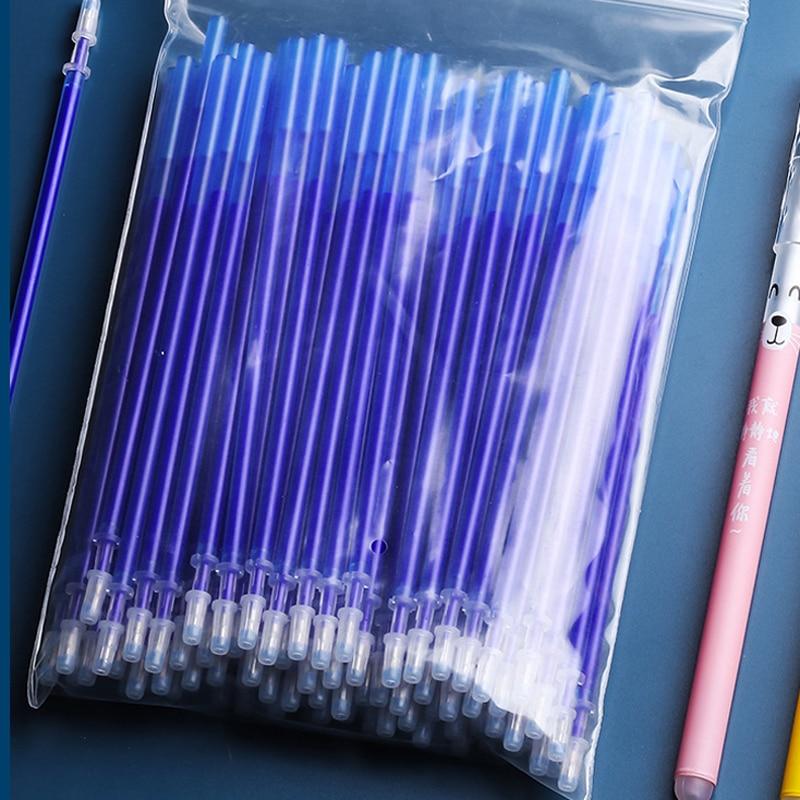 Löschbarer Gelstift, 0,5 mm, löschbarer Stift, Nachfüllstab, blaue schwarze Tinte, waschbarer Griff für Schule, Schreibwaren, Büro, Schreiben 5PCS blau
