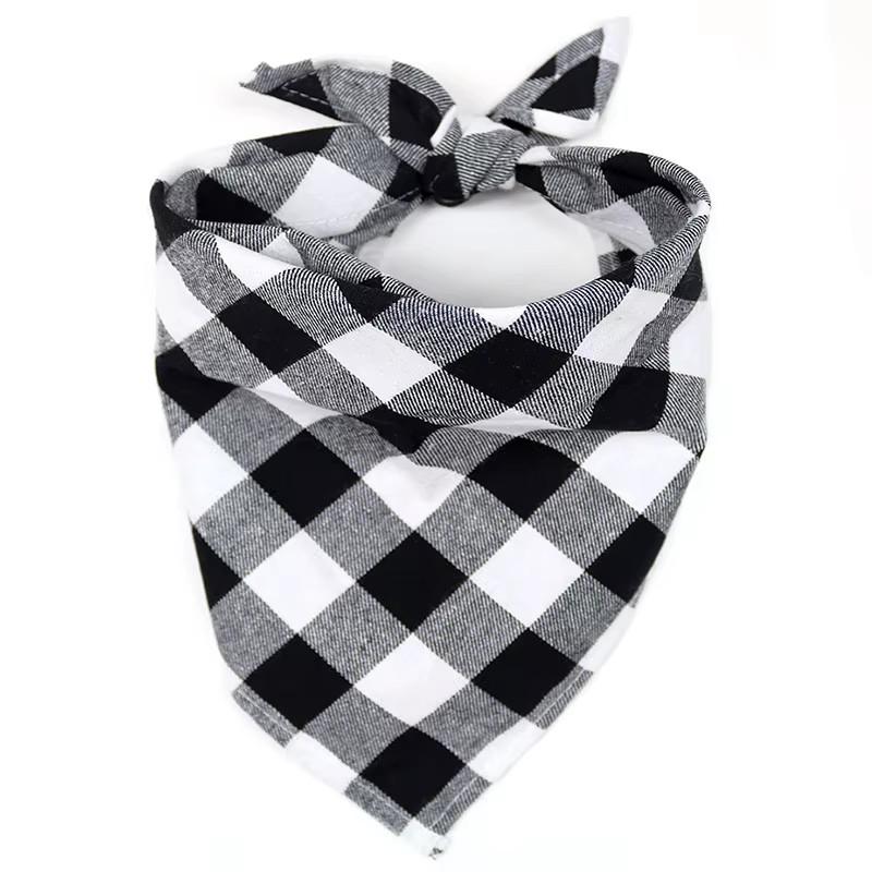 Haustier Hund Bandanas Baumwolle Karomuster Waschbar Dreieckiges Halstuch Lätzchen Fliege Halsband Speichelhandtuch Für Katze Hund Haustier Kostüm Zubehör (black,L) schwarz