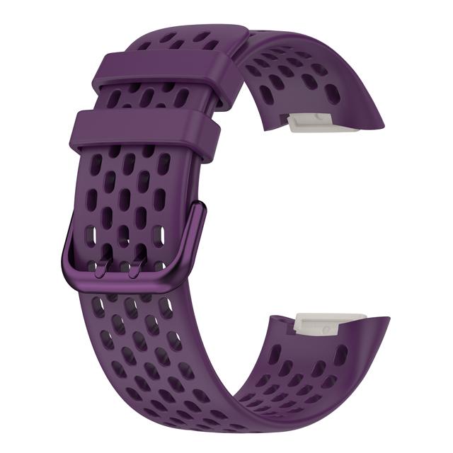 Atmungsaktives Gummiarmband für Fitbit Charge 5 correa Sport Ersatz-Silikonarmband für Fitbit Charge6 Uhrenarmband Fitbit Charge 6 dunkelviolette