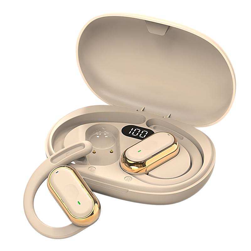 Bluetooth 5.4-Kopfhörer, IPX7-wasserdichte kabellose Kopfhörer mit ENC-Mikrofon mit Geräuschunterdrückung, tiefem Bass für Sport, Workout und Fitnessstudio khaki