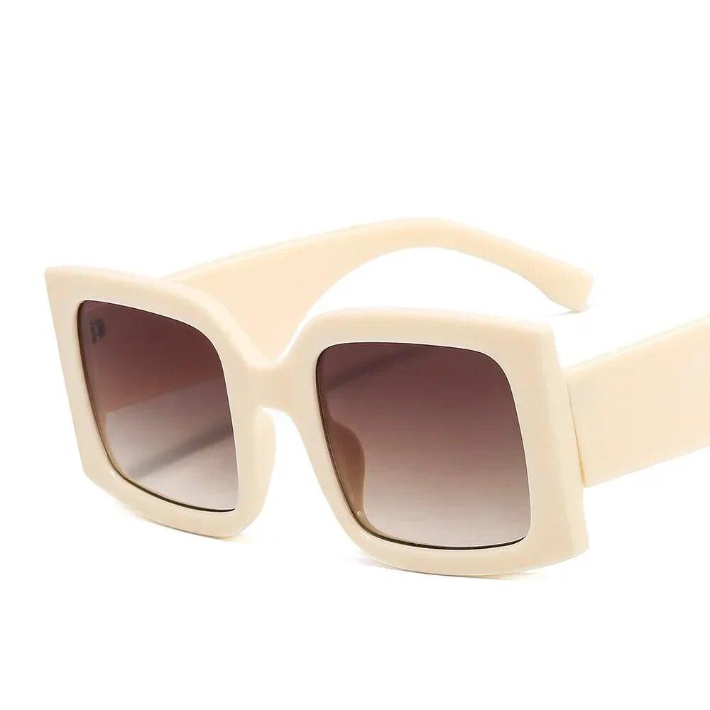 Neu Übergroßen Quadratischen Sonnenbrille Vintage Designer Frauen 2025 Mode Sonnenbrille Grün Shades UV400 Männer Luxus Marke Männlich Weiblich beige