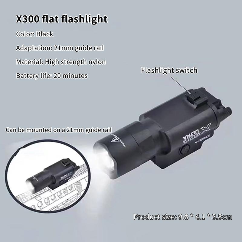 X300U-A Multifunktionale Taktische Lampe: Passend für 20mm Schiene, Für Spielzeug-Airsoft-Waffen, Jagd, CS-Matches & Wargames schwarz