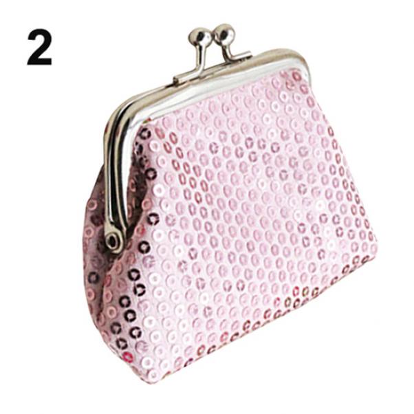 Neue Damen-Geldbörse mit Pailletten, Bling-Bling-Clutch, glitzernde Mini-Geldbörse mit praktischer Schnalle one size rosa