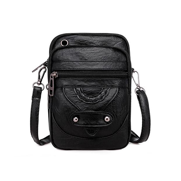 Vintage Umhängetasche, Handytasche, PU-Leder, Umhängetasche für Damen, Mini-Handtaschen 13*6*19cm schwarz